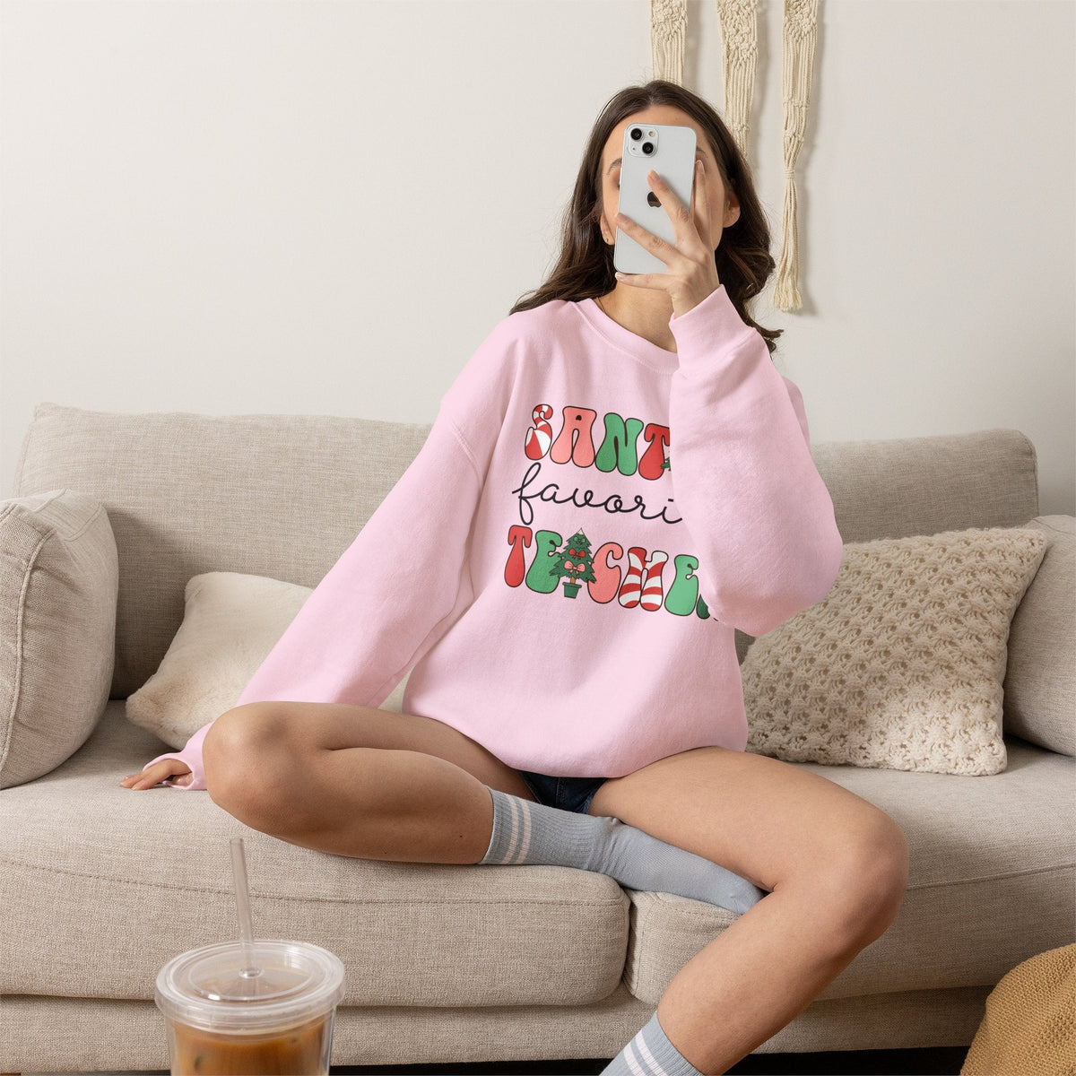 "Santa's Favorite Teacher" Teacher Sweatshirt - Teacher Care Crate-Sweatshirt