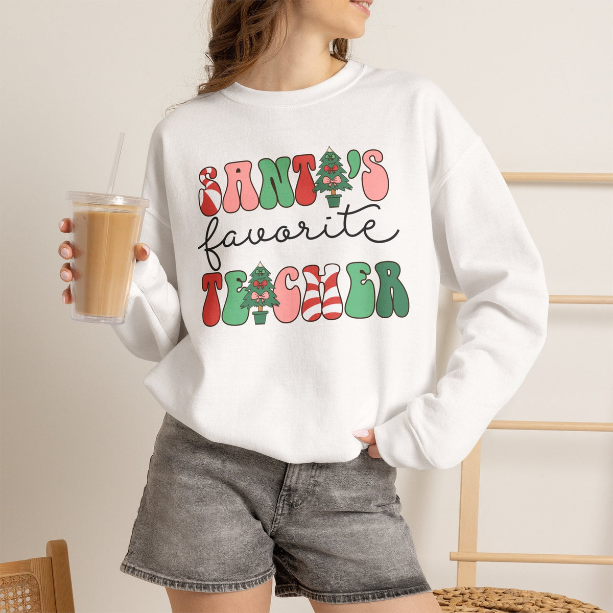"Santa's Favorite Teacher" Teacher Sweatshirt - Teacher Care Crate-Sweatshirt