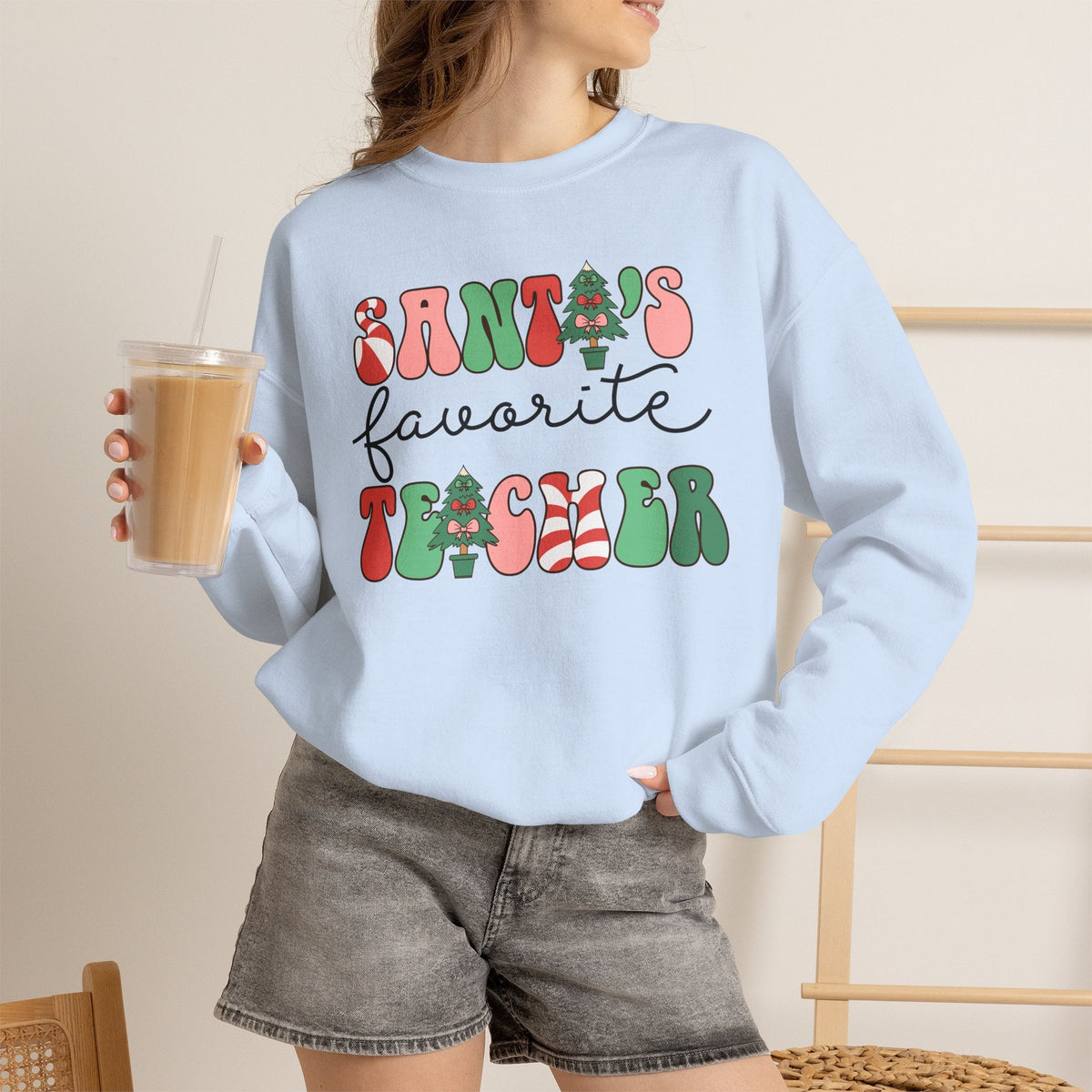 "Santa's Favorite Teacher" Teacher Sweatshirt - Teacher Care Crate-Sweatshirt