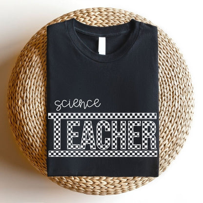 "Science Teacher" Checkered Teacher T-shirt - Teacher Care Crate - T-Shirt