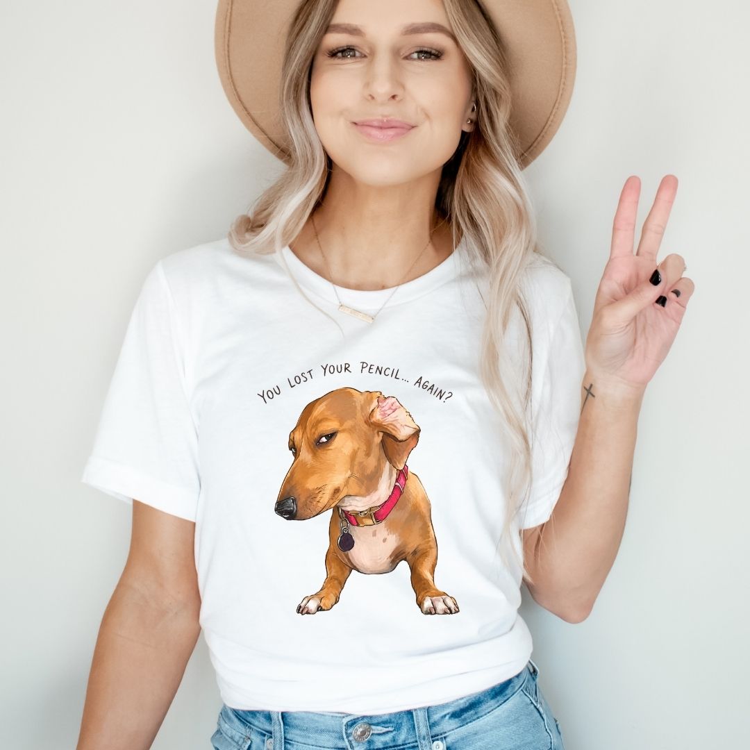 "Side-eye Dachshund" Meme Teacher T-shirt - Teacher Care Crate-T-Shirt