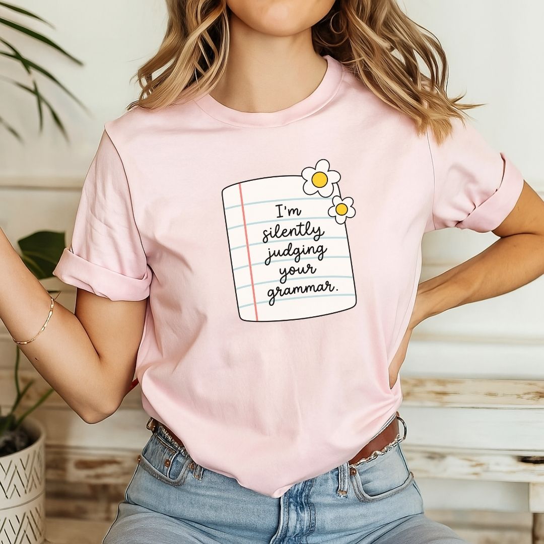 "Silently Judging Your Grammar" Teacher T-shirt - Teacher Care Crate-T-Shirt