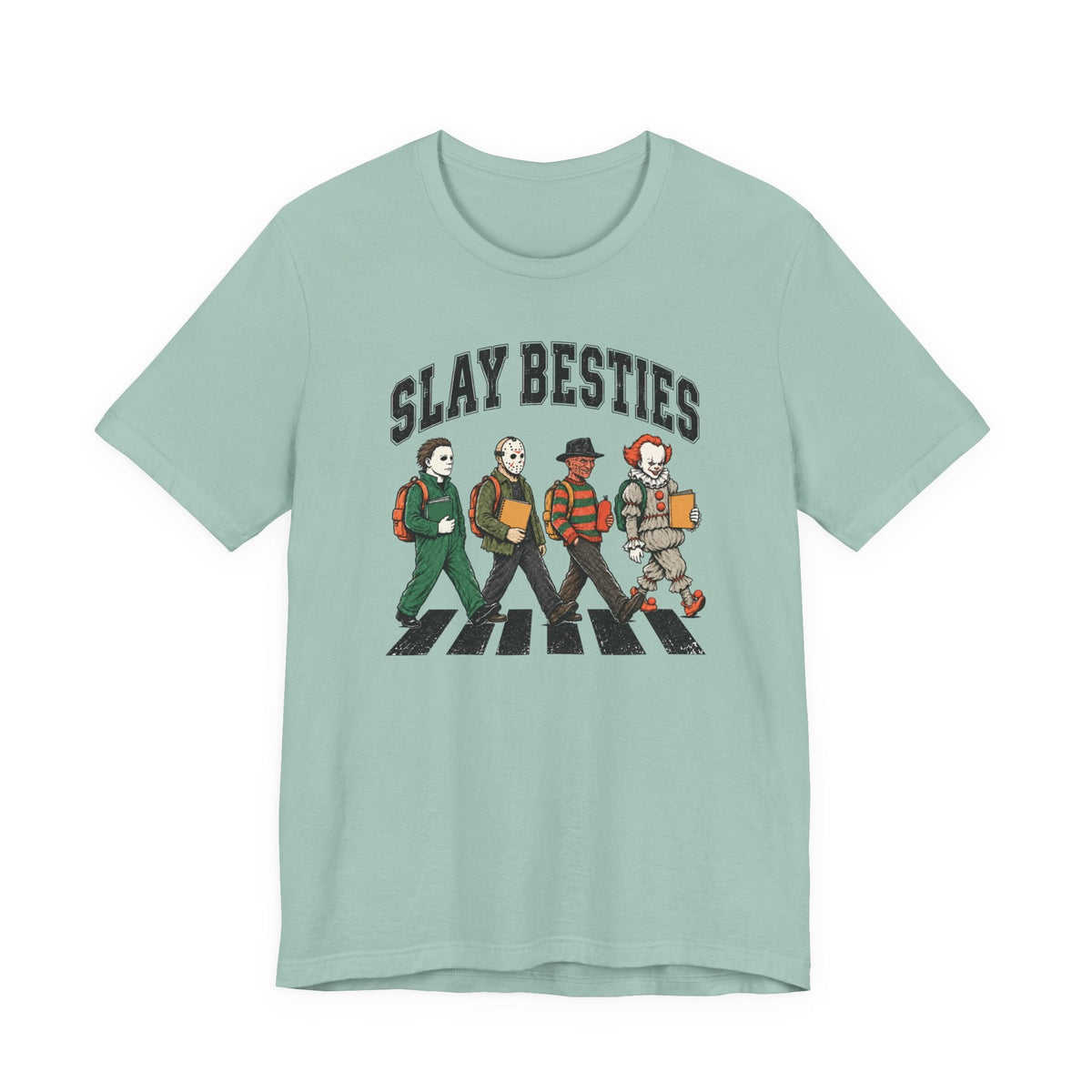 "Slay Besties Horror" Funny Halloween Teacher T-shirt - Teacher Care Crate-T-Shirt