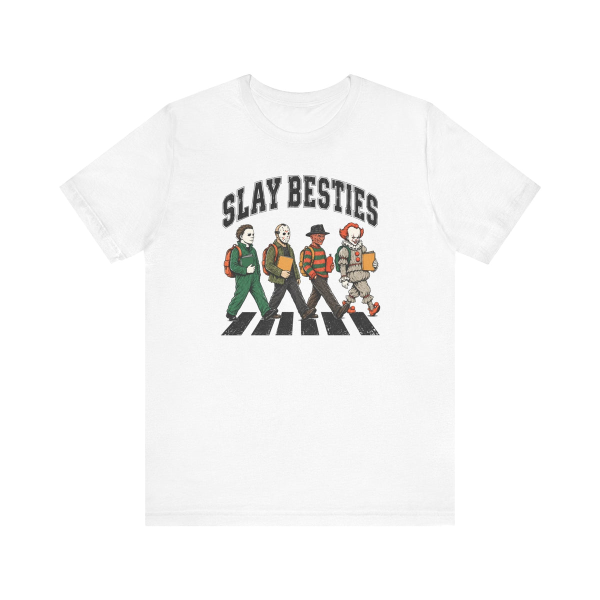 "Slay Besties Horror" Funny Halloween Teacher T-shirt - Teacher Care Crate-T-Shirt