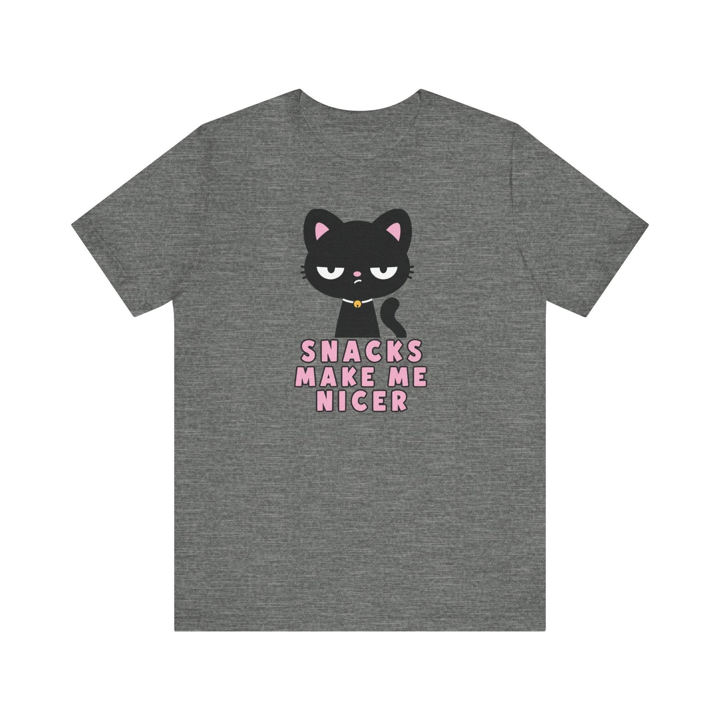 "Snacks Make Me Nicer" Black Cat Teacher T-shirt - Teacher Care Crate-T-Shirt