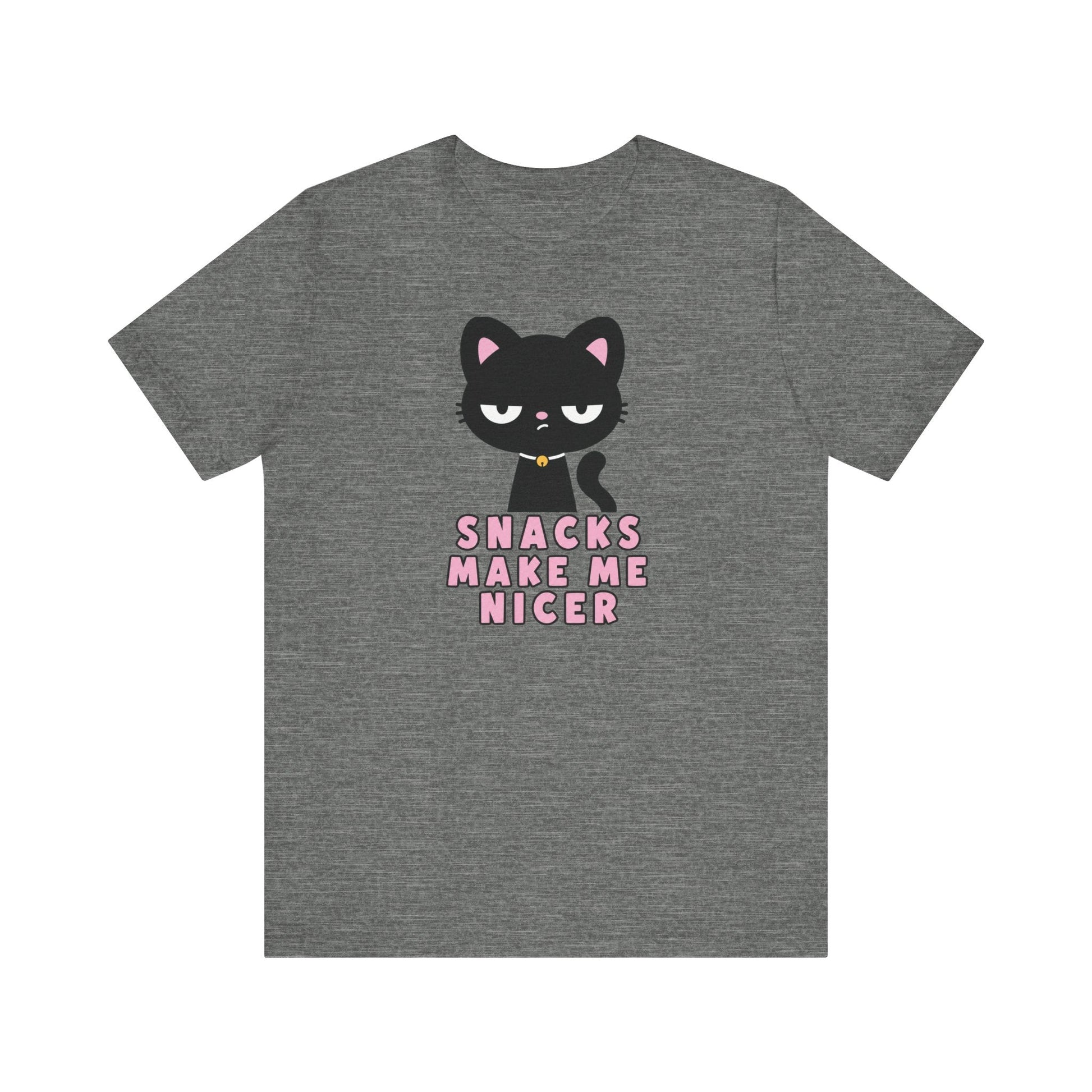 "Snacks Make Me Nicer" Black Cat Teacher T-shirt - Teacher Care Crate-T-Shirt