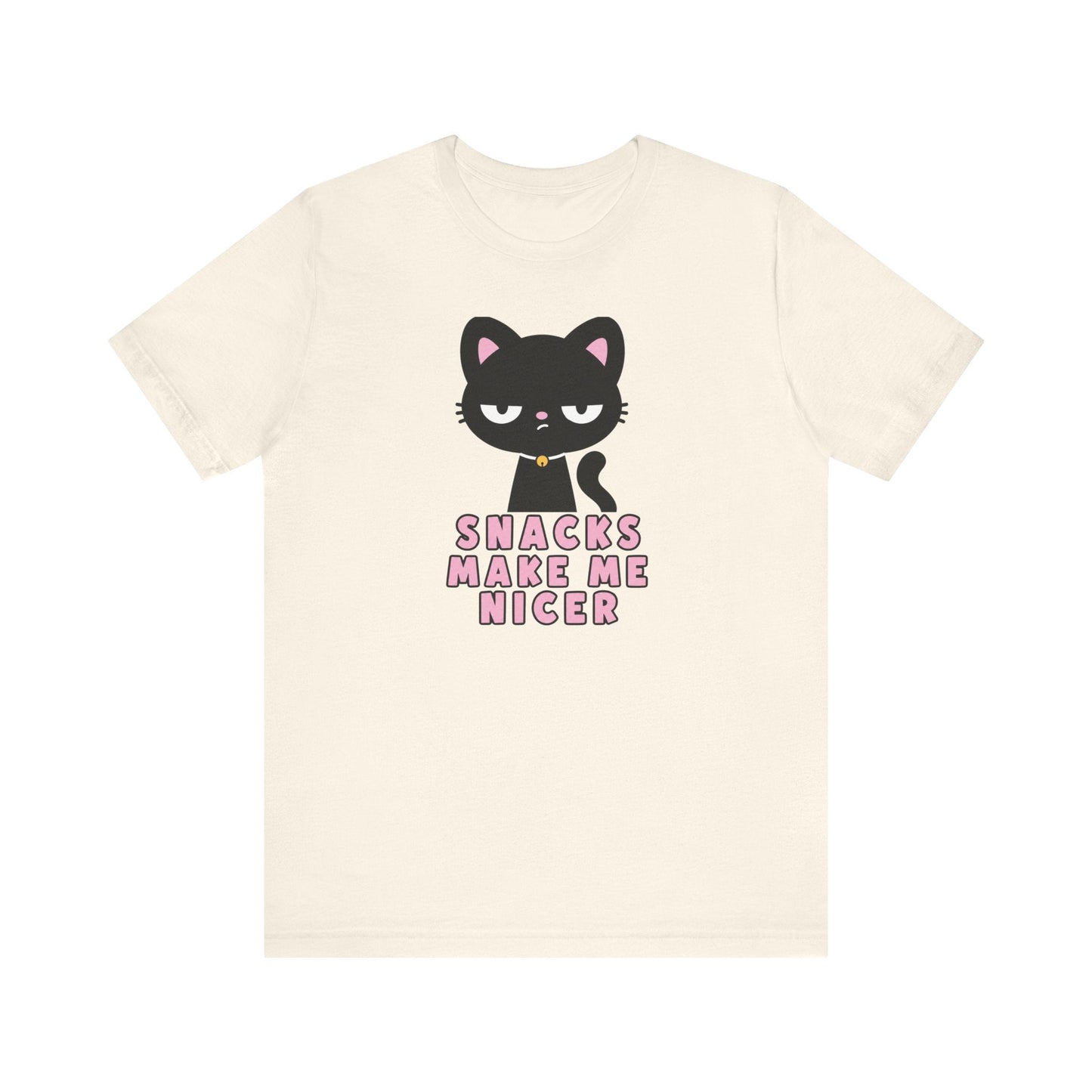 "Snacks Make Me Nicer" Black Cat Teacher T-shirt - Teacher Care Crate-T-Shirt