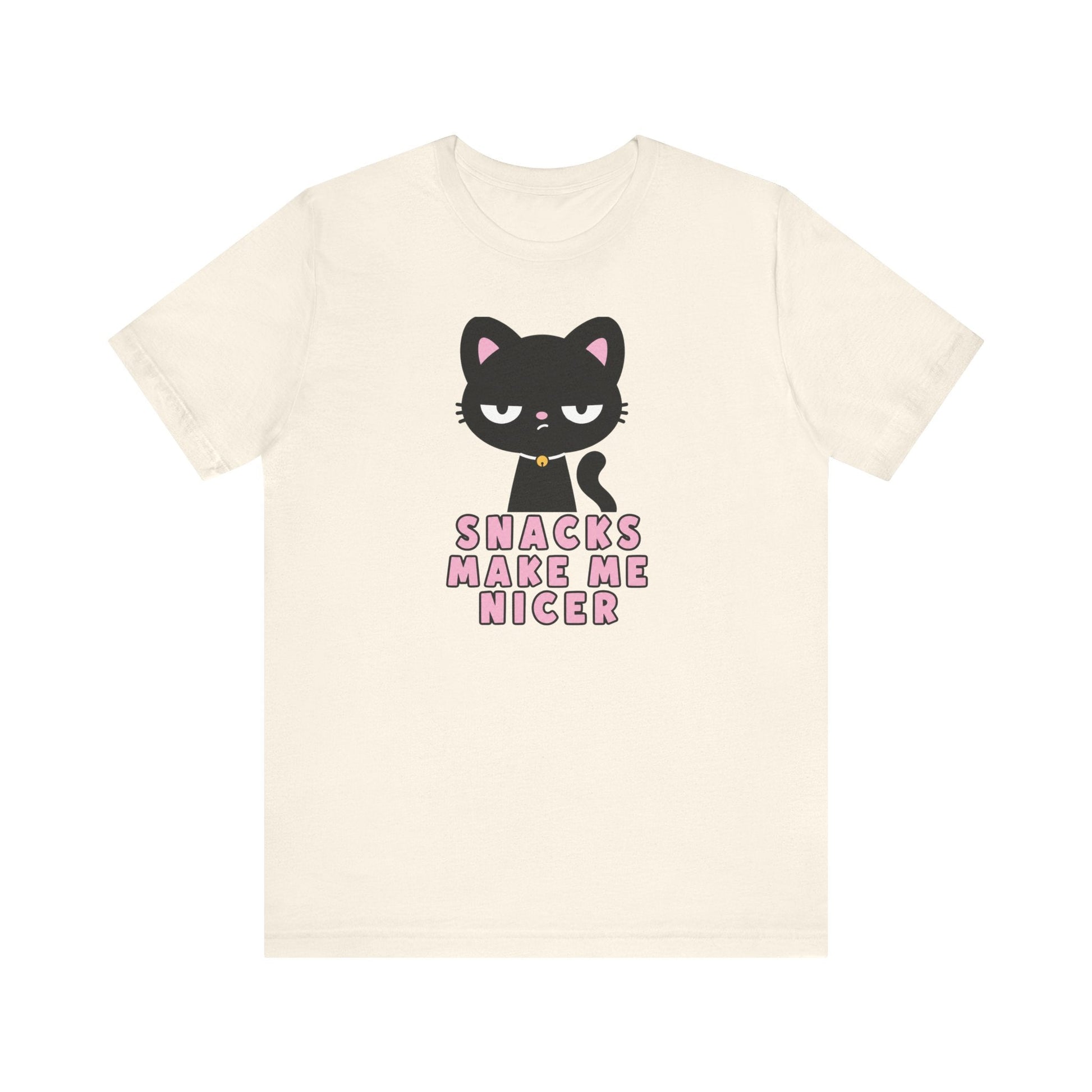 "Snacks Make Me Nicer" Black Cat Teacher T-shirt - Teacher Care Crate-T-Shirt