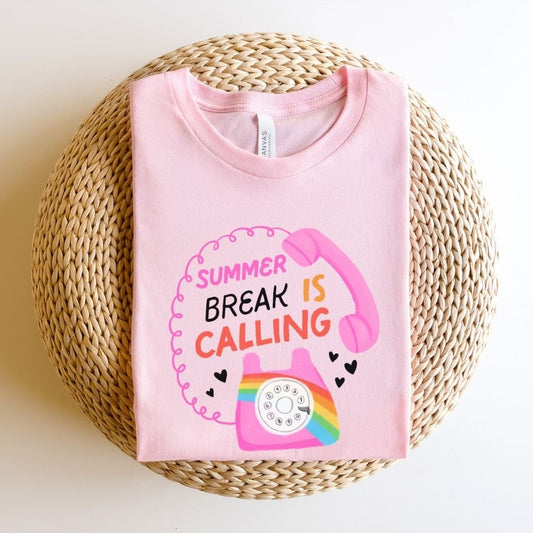"Summer Break is Calling" Hand - drawn Teacher T-shirt - Teacher Care Crate - T-Shirt