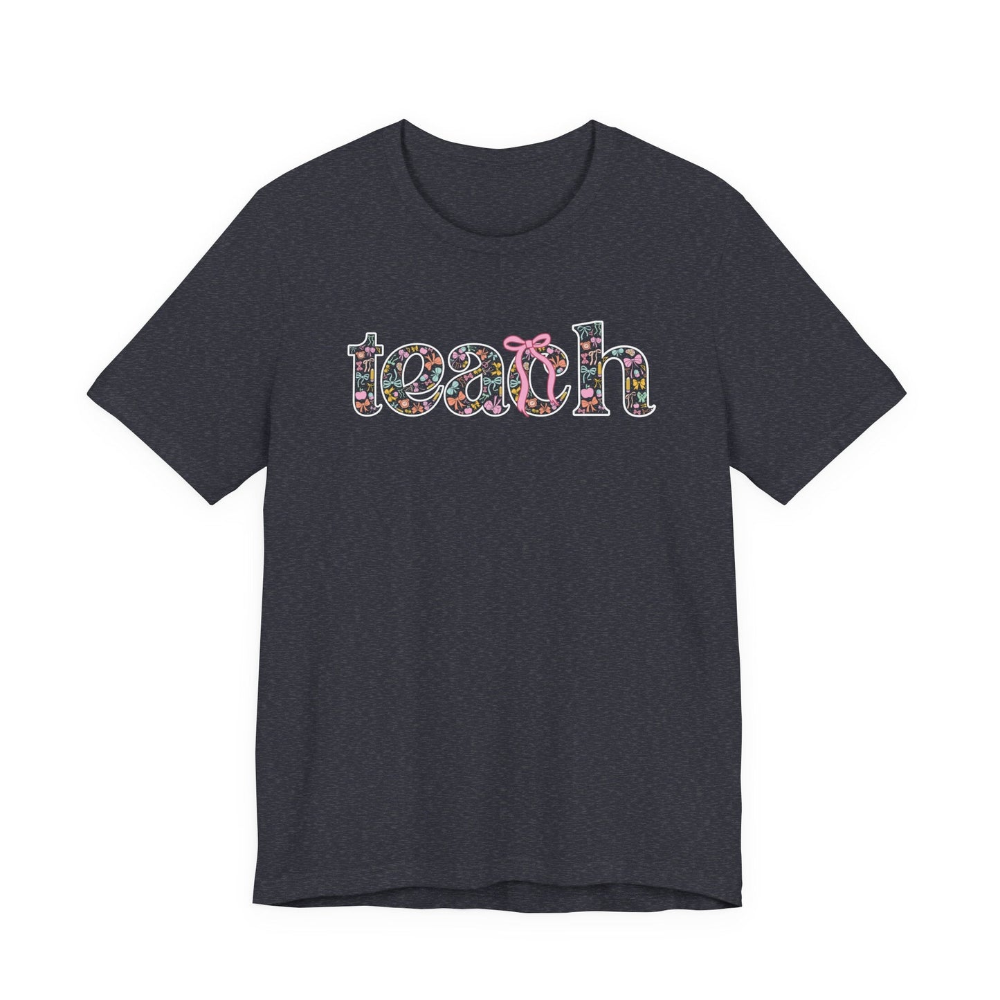"Teach" Coquette Pattern Teacher T-shirt - Teacher Care Crate - T-Shirt