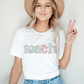 "Teach" Coquette Pattern Teacher T-shirt - Teacher Care Crate - T-Shirt