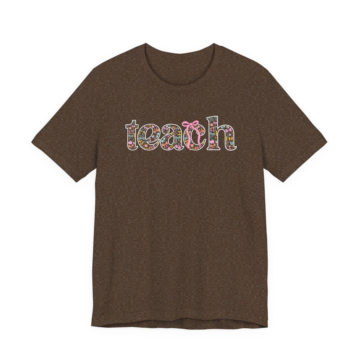 "Teach" Coquette Pattern Teacher T-shirt - Teacher Care Crate - T-Shirt