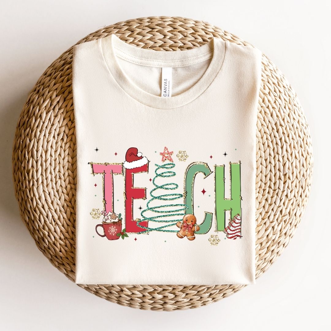 "TEACH" Festive Teacher T-shirt - Teacher Care Crate - T-Shirt