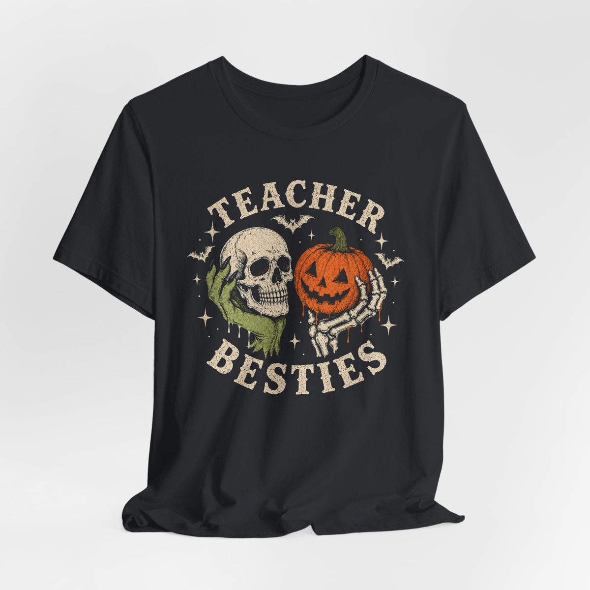 "Teacher Besties" Halloween Hands Teacher T-shirt - Teacher Care Crate-T-Shirt