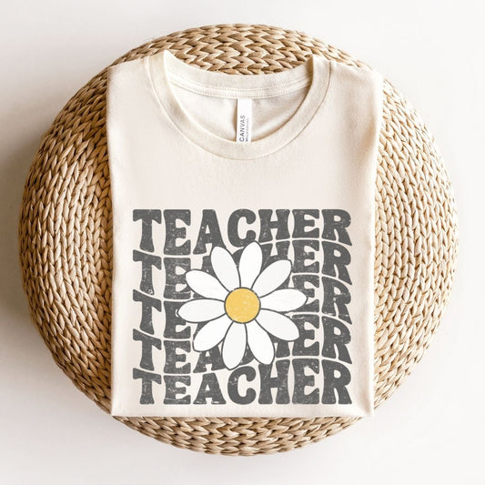 "Teacher Daisy" Distressed Teacher T-shirt - Teacher Care Crate - T-Shirt