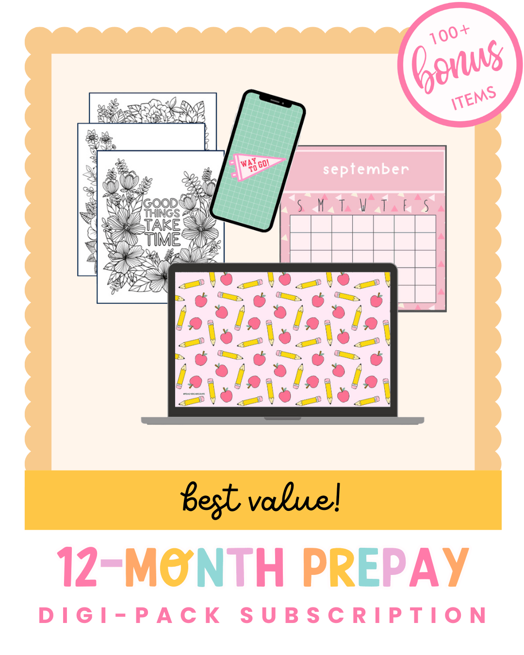 Teacher Digi - Pack 12 - Month Prepay Subscription - Teacher Care Crate - 