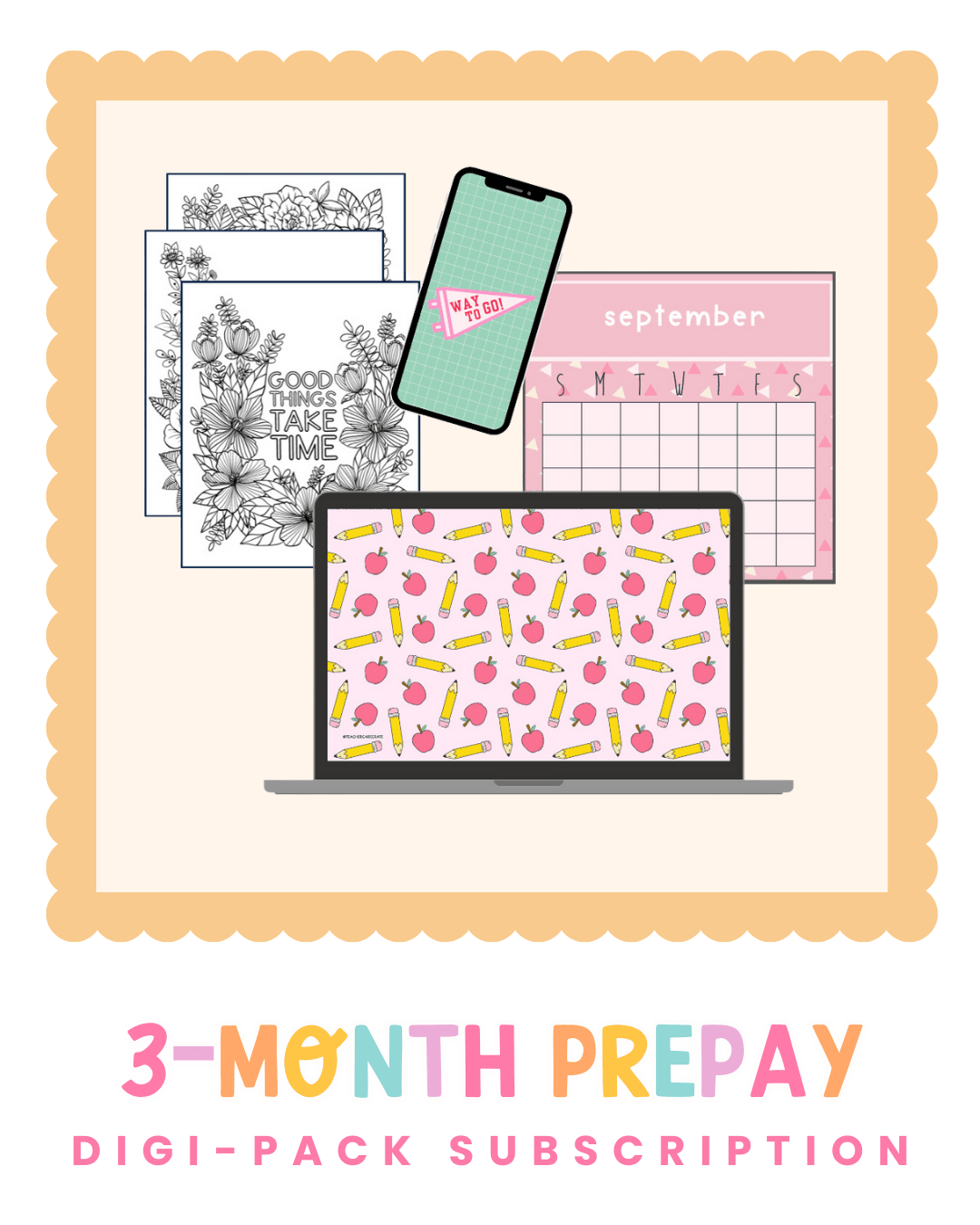 Teacher Digi - Pack 3 - Month Prepay Subscription - Teacher Care Crate - 