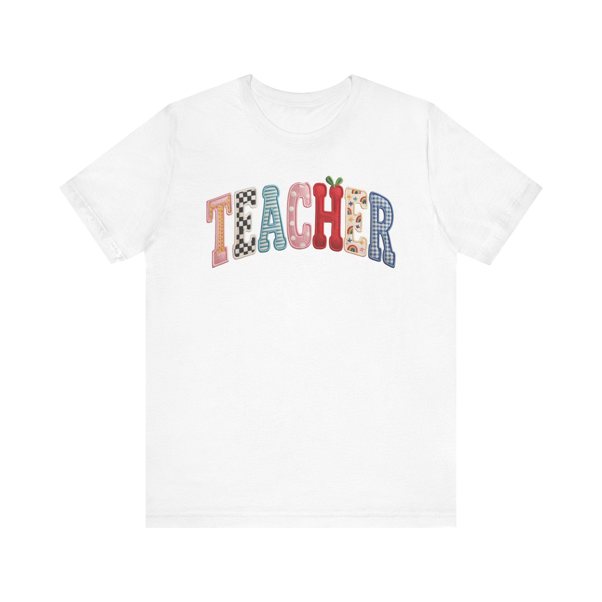 "Teacher" Mixed Patches Teacher T-shirt - Teacher Care Crate-T-Shirt