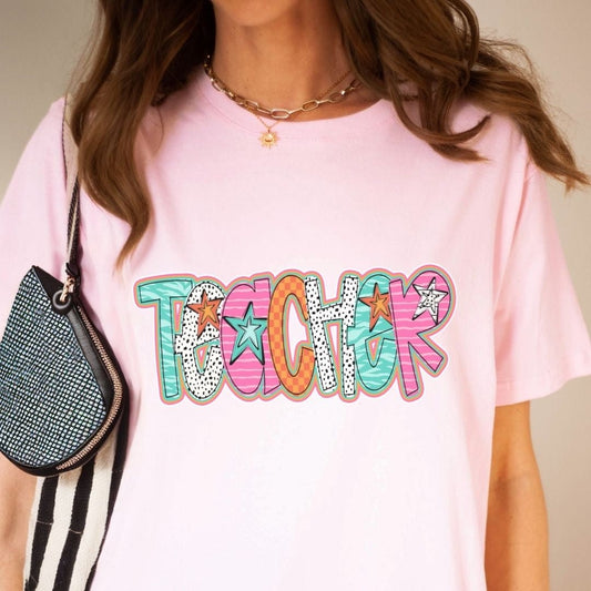 "Teacher Stars & Dots" Teacher T-shirt - Teacher Care Crate - T-Shirt