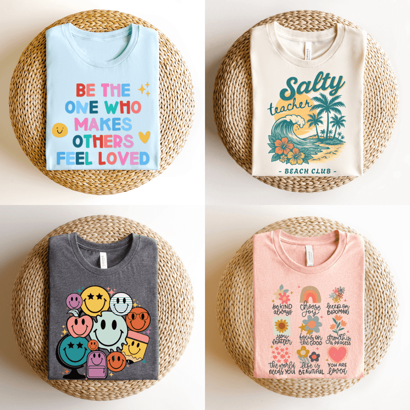 Four Teacher Tee Club tee designs