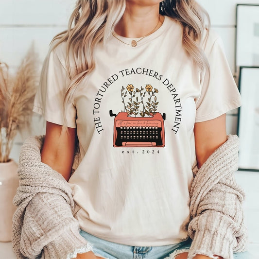 "The Tortured Teachers Department" Typewriter Teacher T-shirt - Teacher Care Crate - T-Shirt