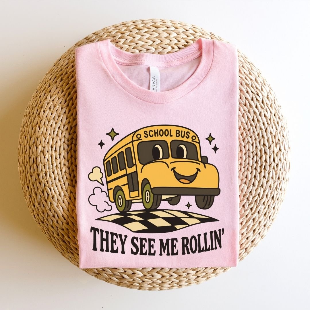 "They See Me Rollin'" School Bus Teacher T-shirt - Teacher Care Crate-T-Shirt