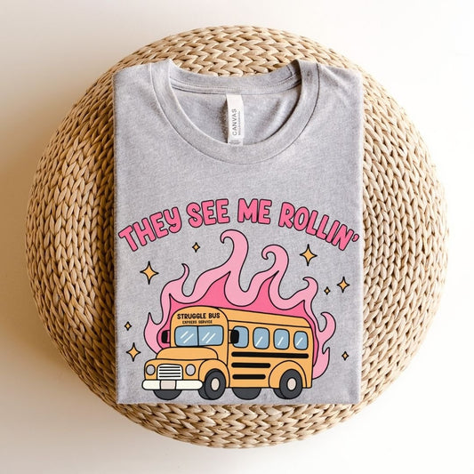 "They See Me Rollin'" Struggle Bus Teacher T-shirt - Teacher Care Crate-T-Shirt