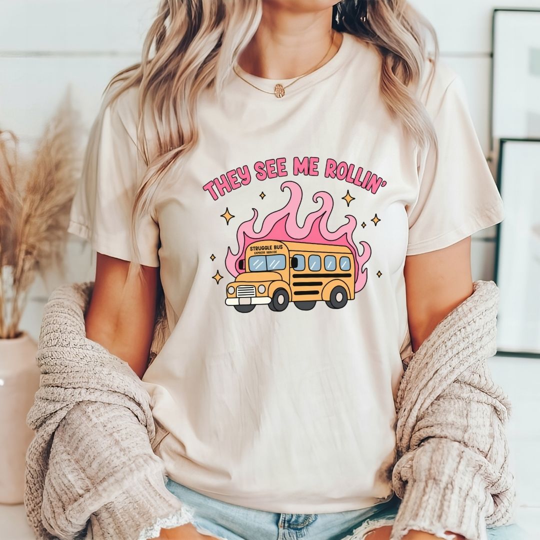 "They See Me Rollin'" Struggle Bus Teacher T-shirt - Teacher Care Crate-T-Shirt