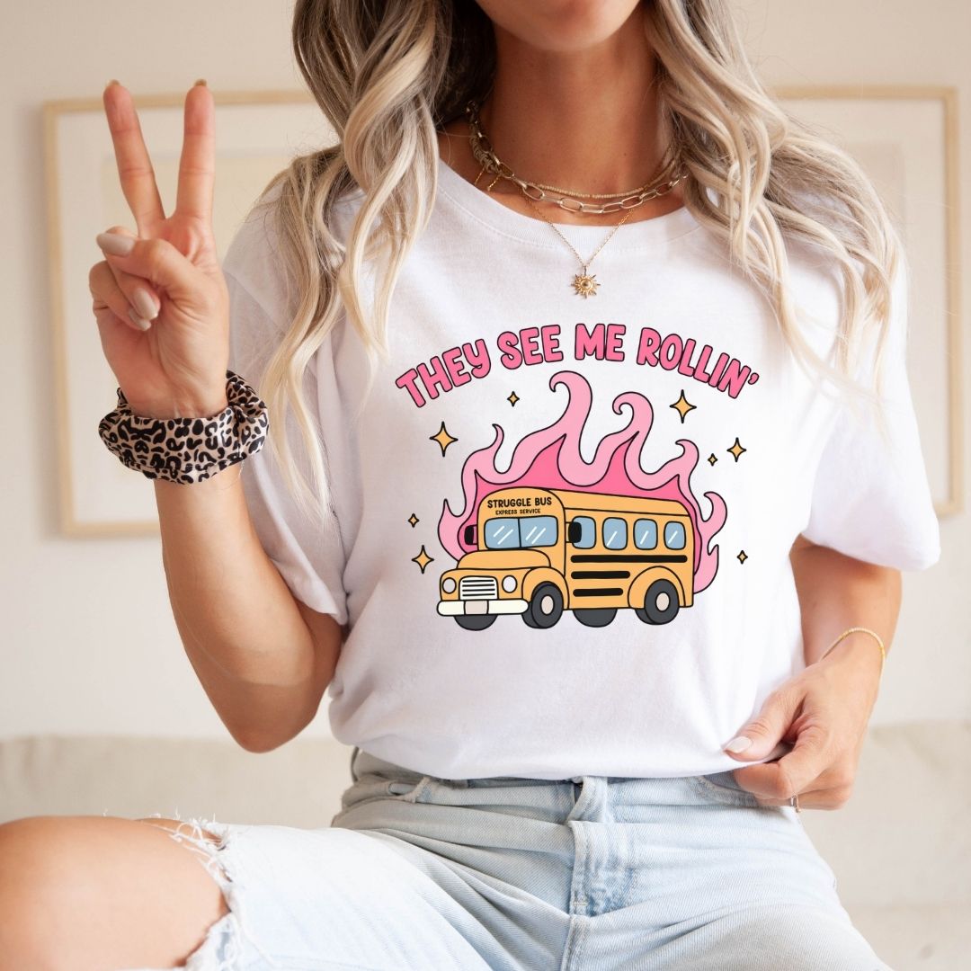 "They See Me Rollin'" Struggle Bus Teacher T-shirt - Teacher Care Crate-T-Shirt