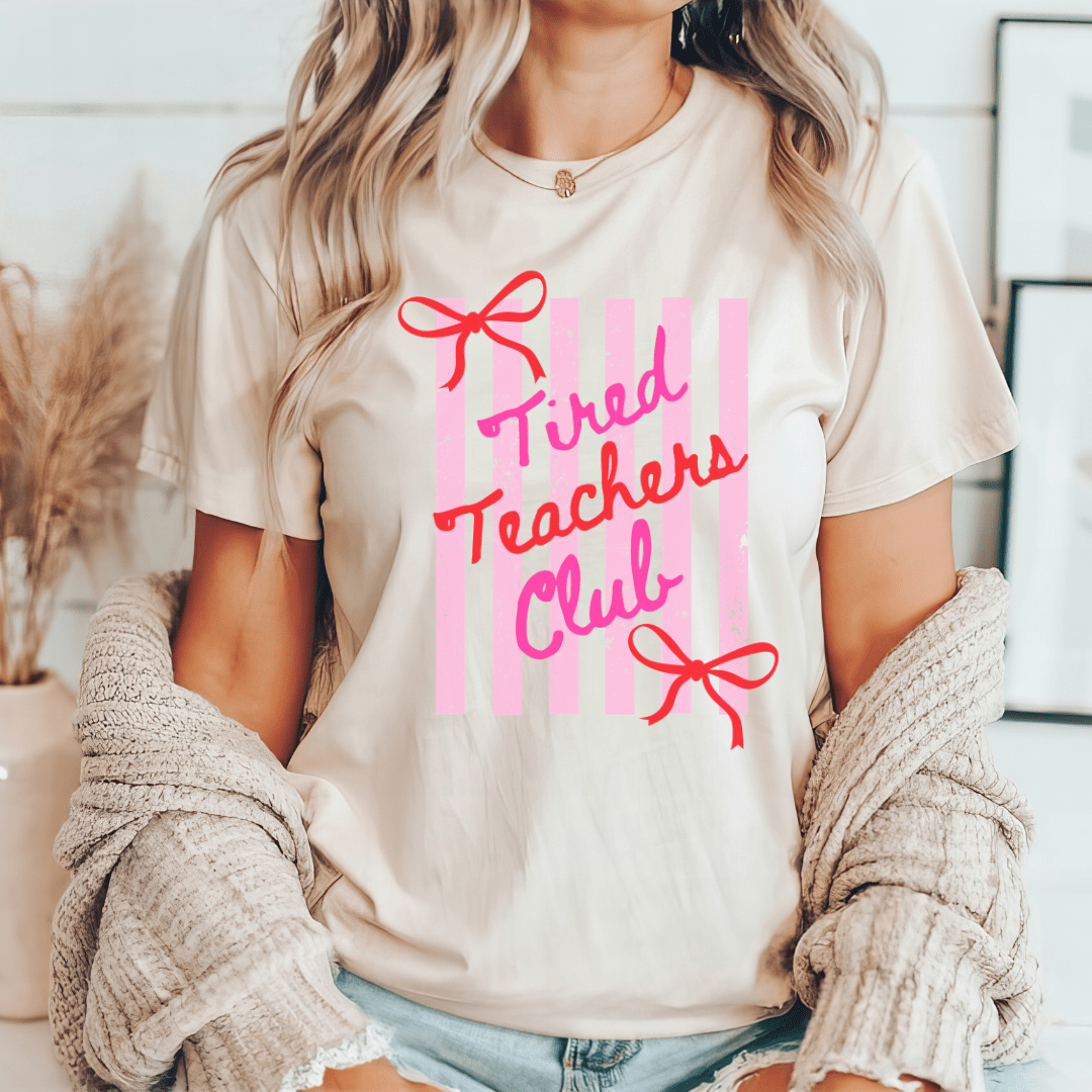 "Tired Teachers Club" Distressed Teacher T-shirt - Teacher Care Crate - T-Shirt