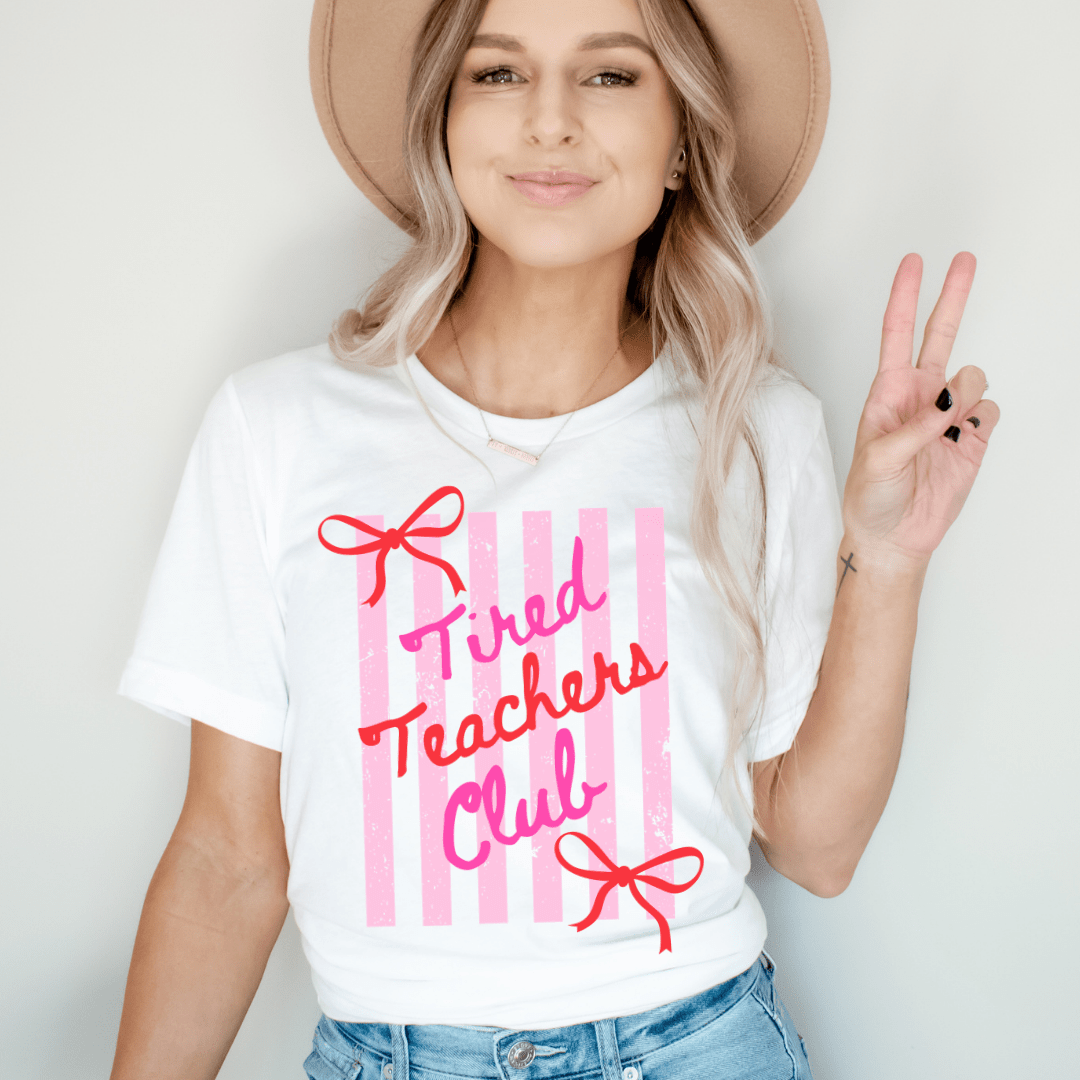 "Tired Teachers Club" Distressed Teacher T-shirt - Teacher Care Crate - T-Shirt