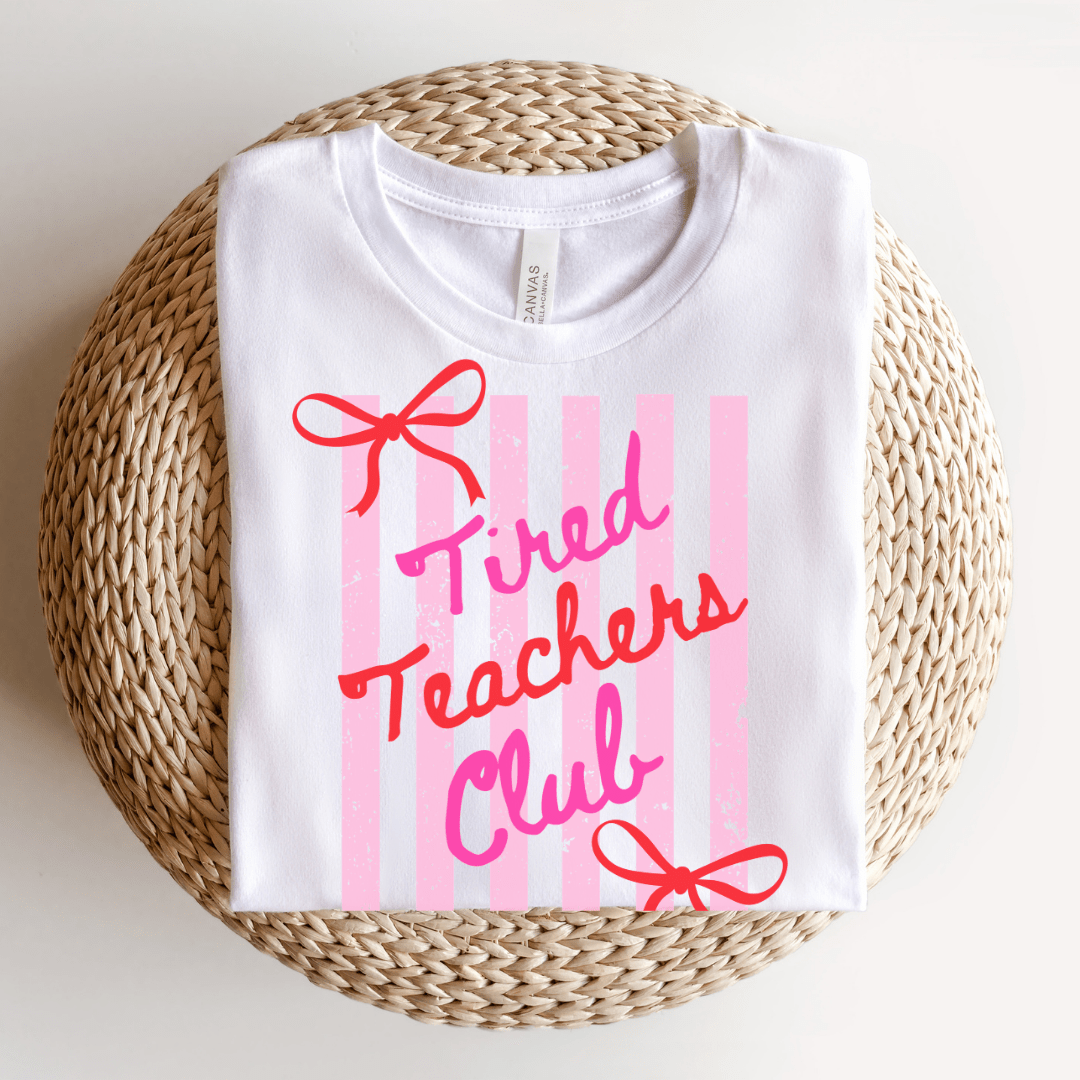 "Tired Teachers Club" Distressed Teacher T-shirt - Teacher Care Crate - T-Shirt