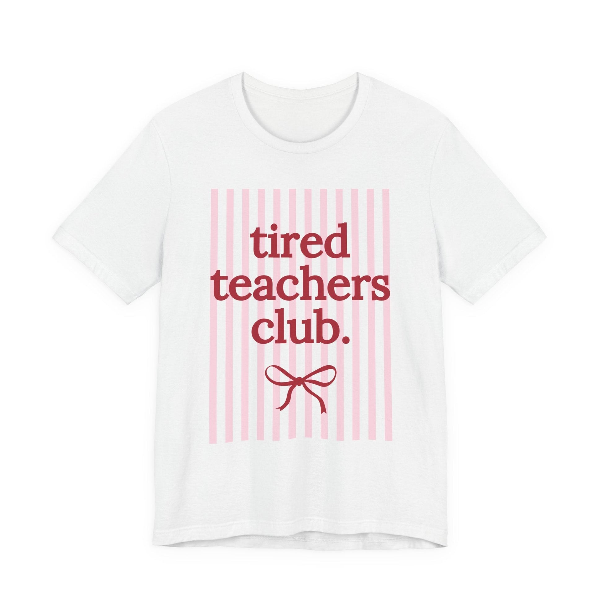 "Tired Teachers Club" Striped Teacher T-shirt - Teacher Care Crate - T-Shirt