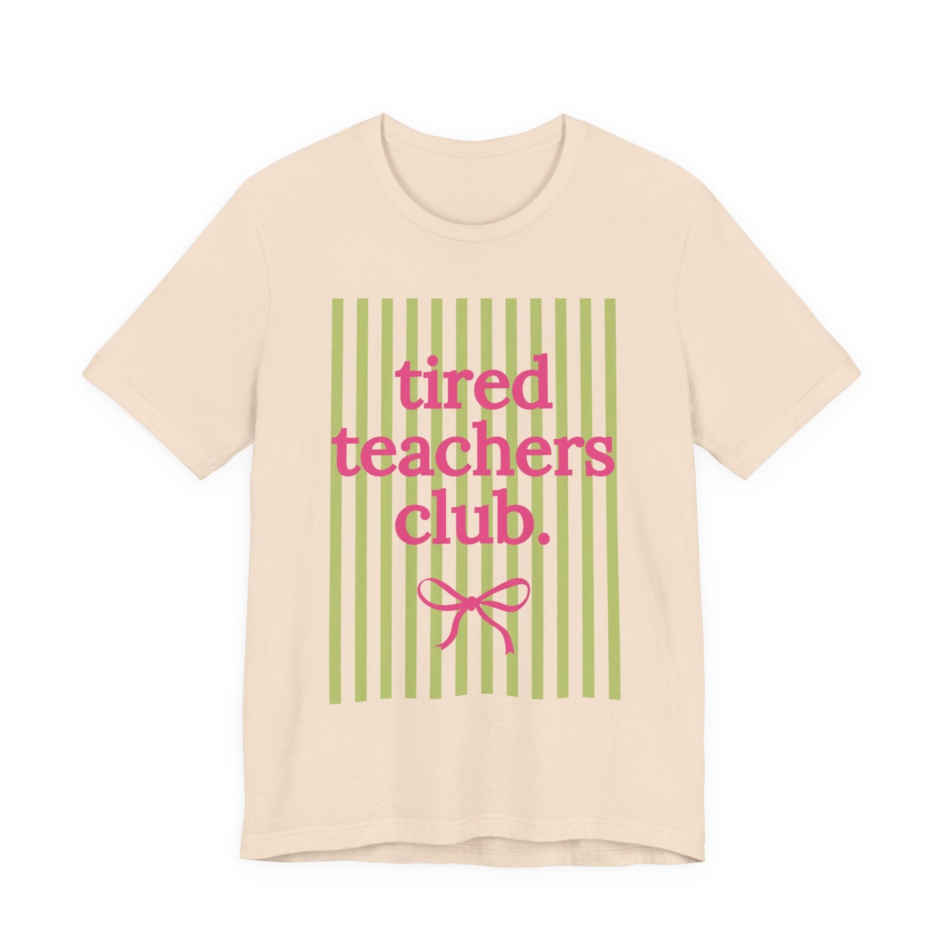 "Tired Teachers Club" Striped Teacher T-shirt - Teacher Care Crate - T-Shirt