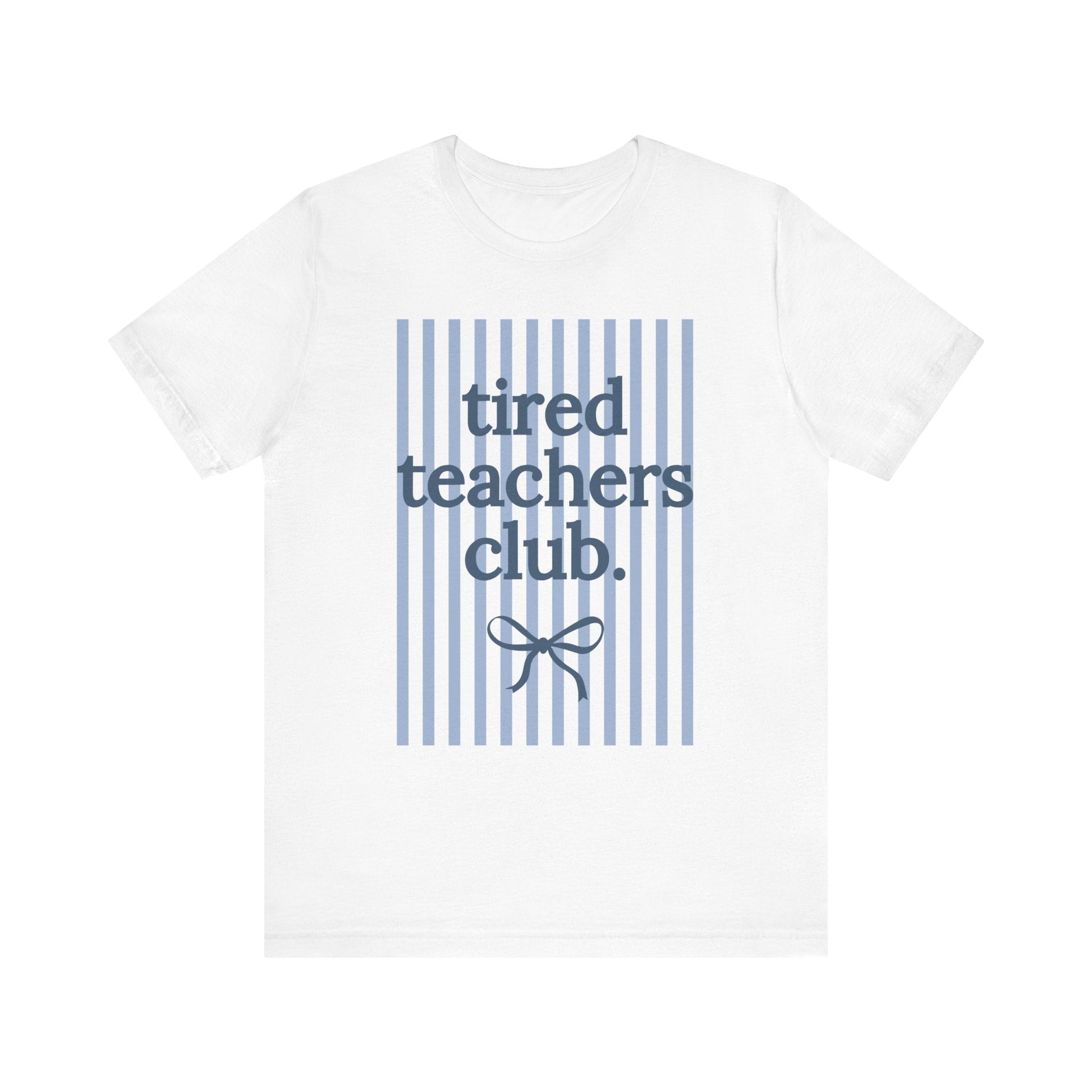 "Tired Teachers Club" Striped Teacher T-shirt - Teacher Care Crate - T-Shirt