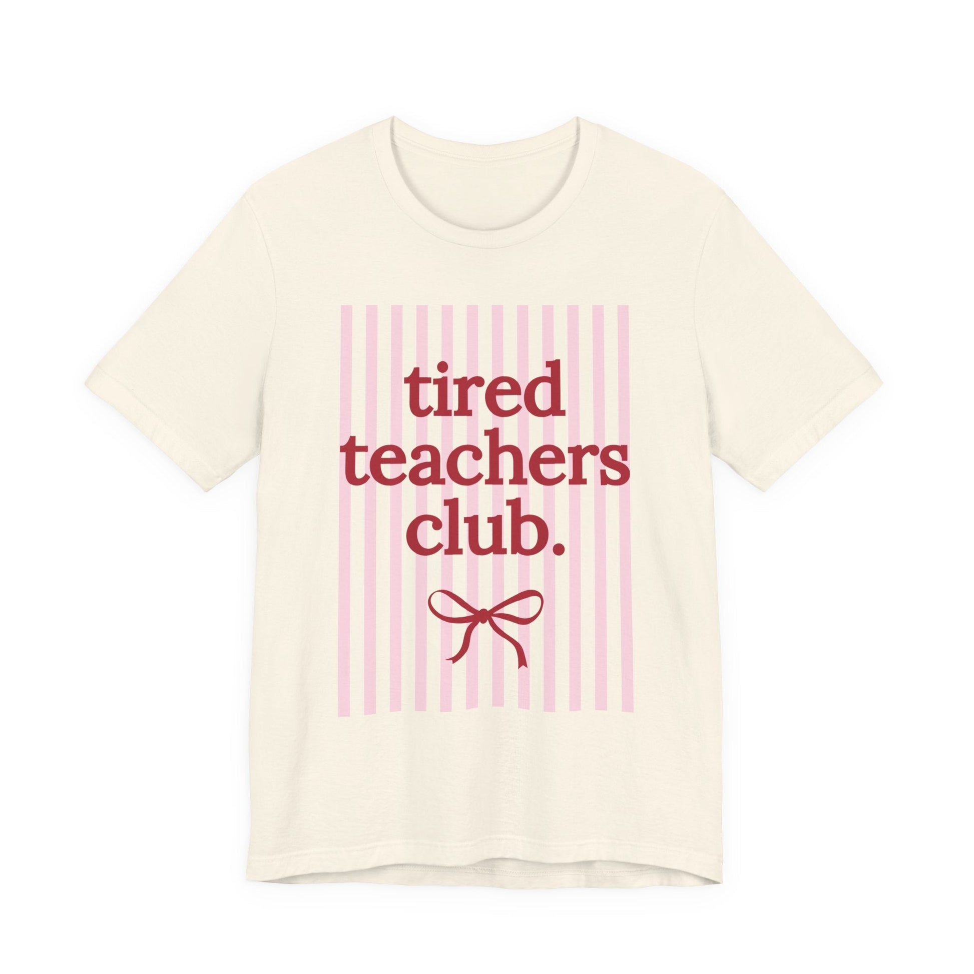 "Tired Teachers Club" Striped Teacher T-shirt - Teacher Care Crate - T-Shirt