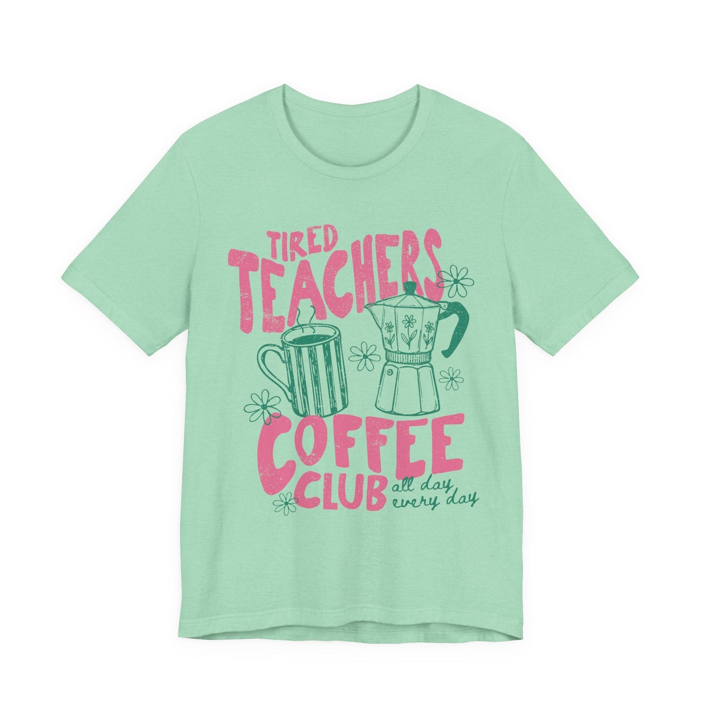 "Tired Teachers Coffee Club" Distressed Teacher T-shirt - Teacher Care Crate - T-Shirt