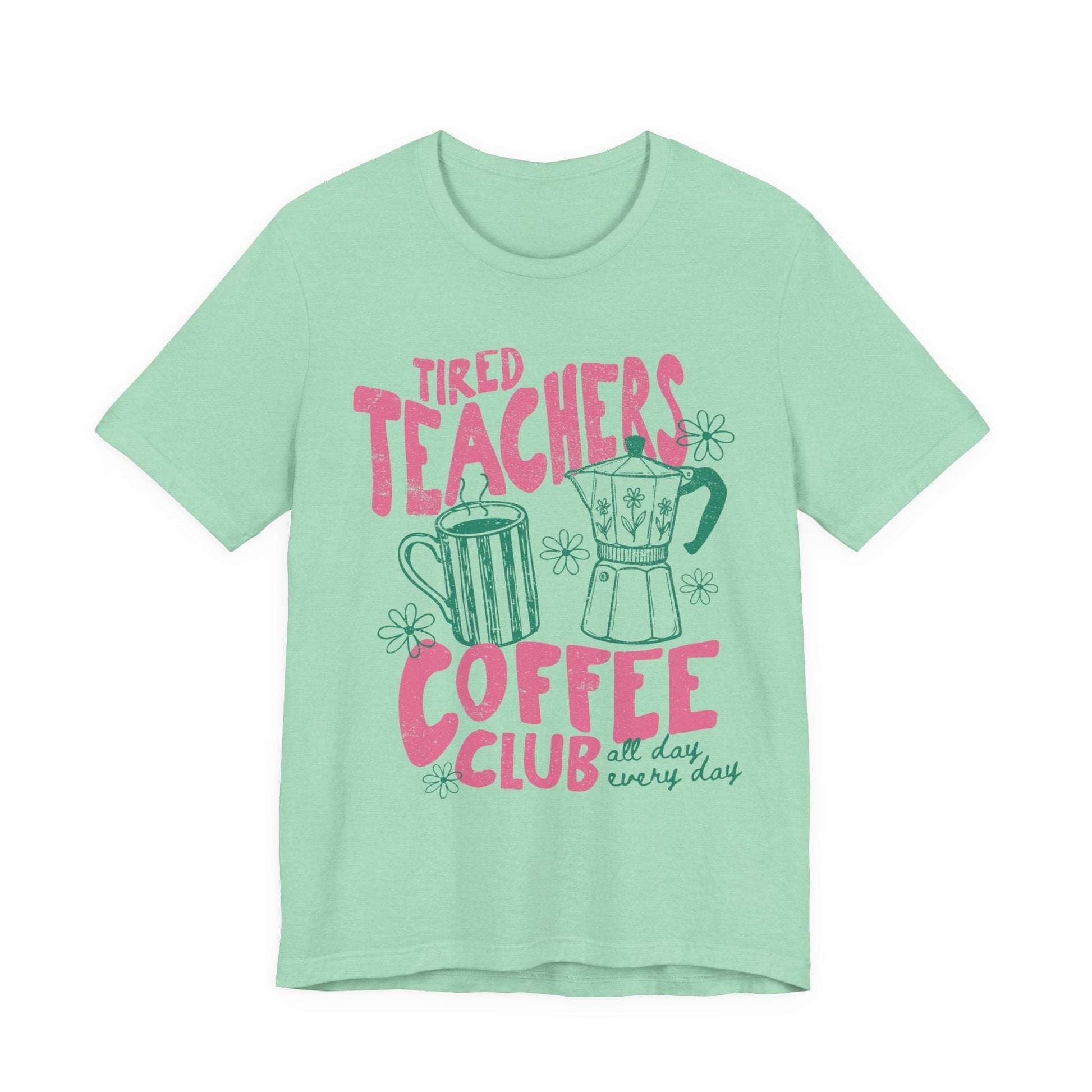 "Tired Teachers Coffee Club" Distressed Teacher T-shirt - Teacher Care Crate - T-Shirt