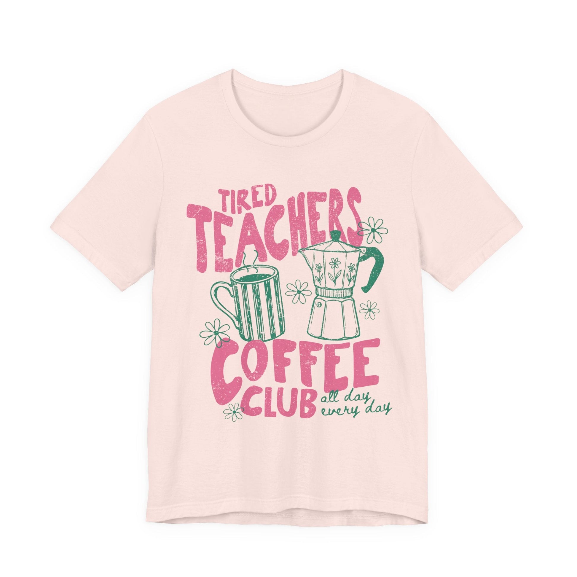 "Tired Teachers Coffee Club" Distressed Teacher T-shirt - Teacher Care Crate - T-Shirt