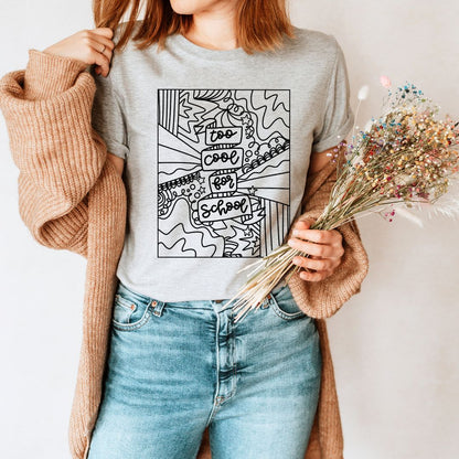 "Too Cool for School" Black & White Teacher T-shirt - Teacher Care Crate - T-Shirt