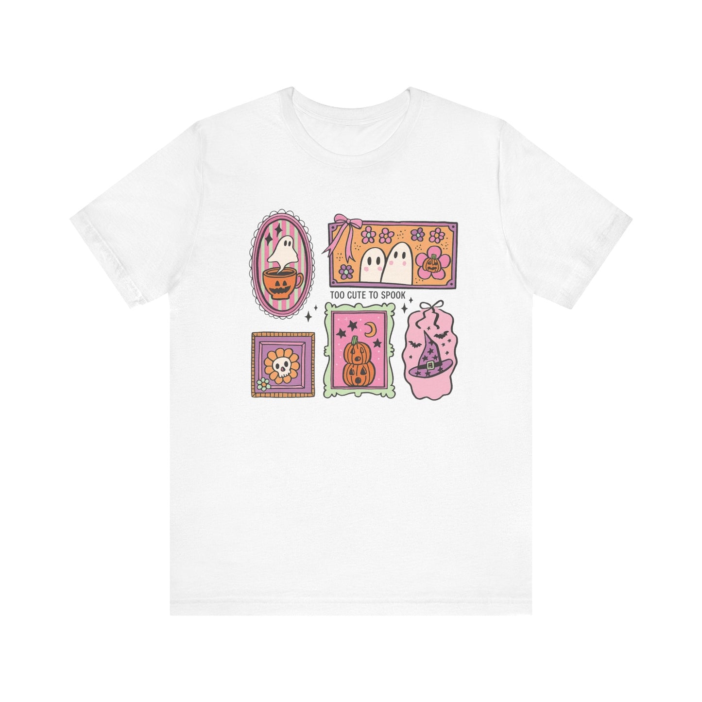 "Too Cute To Spook" Collage Halloween Teacher T-shirt - Teacher Care Crate - T-Shirt