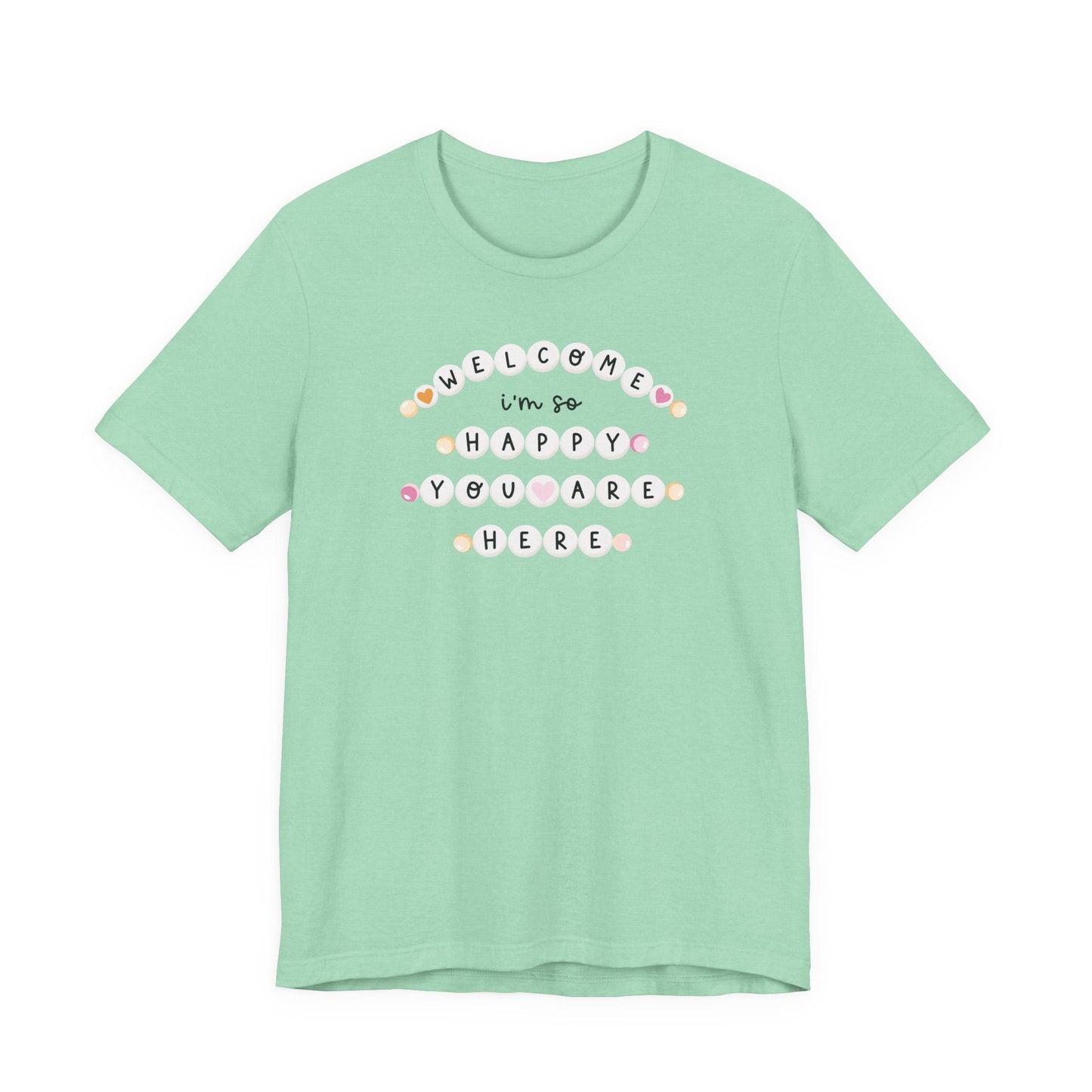 "Welcome I'm So Happy You Are Here" Friendship Bracelets Teacher T-shirt - Teacher Care Crate-T-Shirt