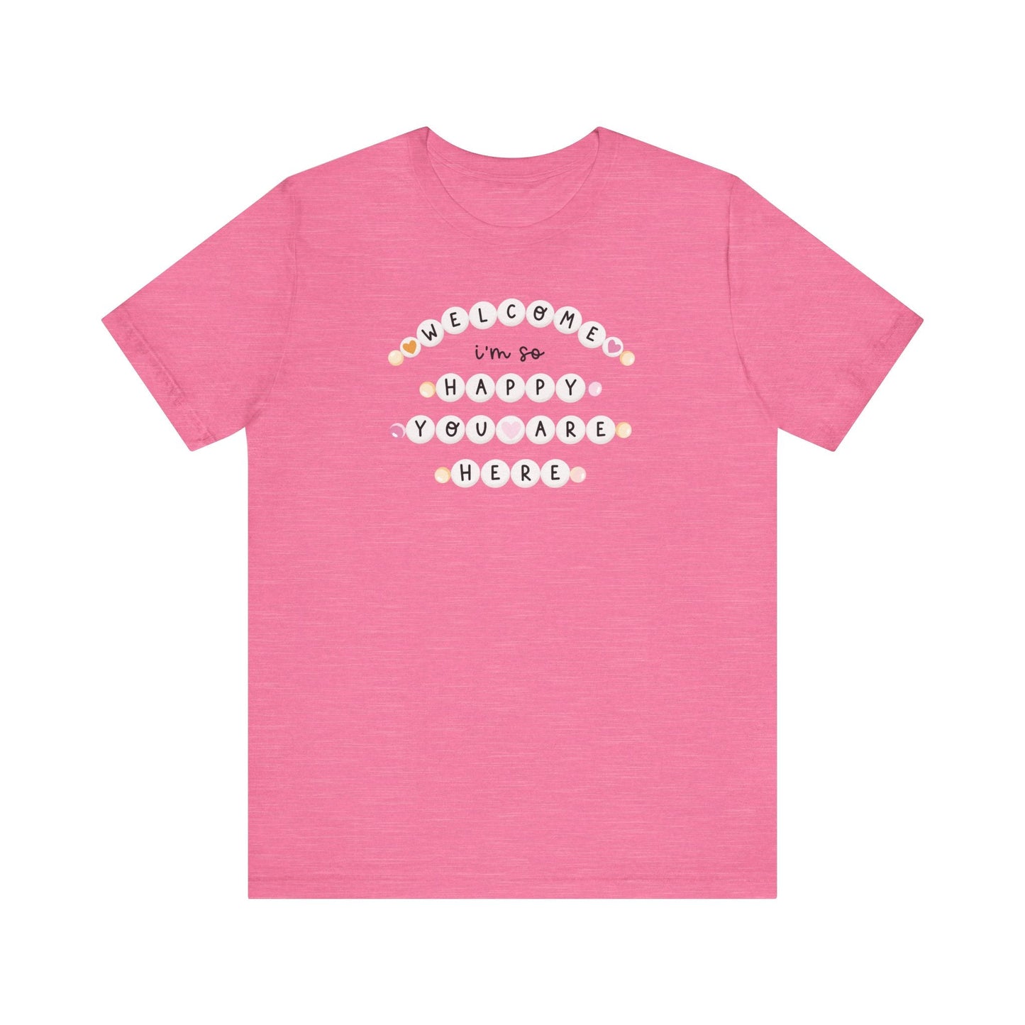 "Welcome I'm So Happy You Are Here" Friendship Bracelets Teacher T-shirt - Teacher Care Crate-T-Shirt