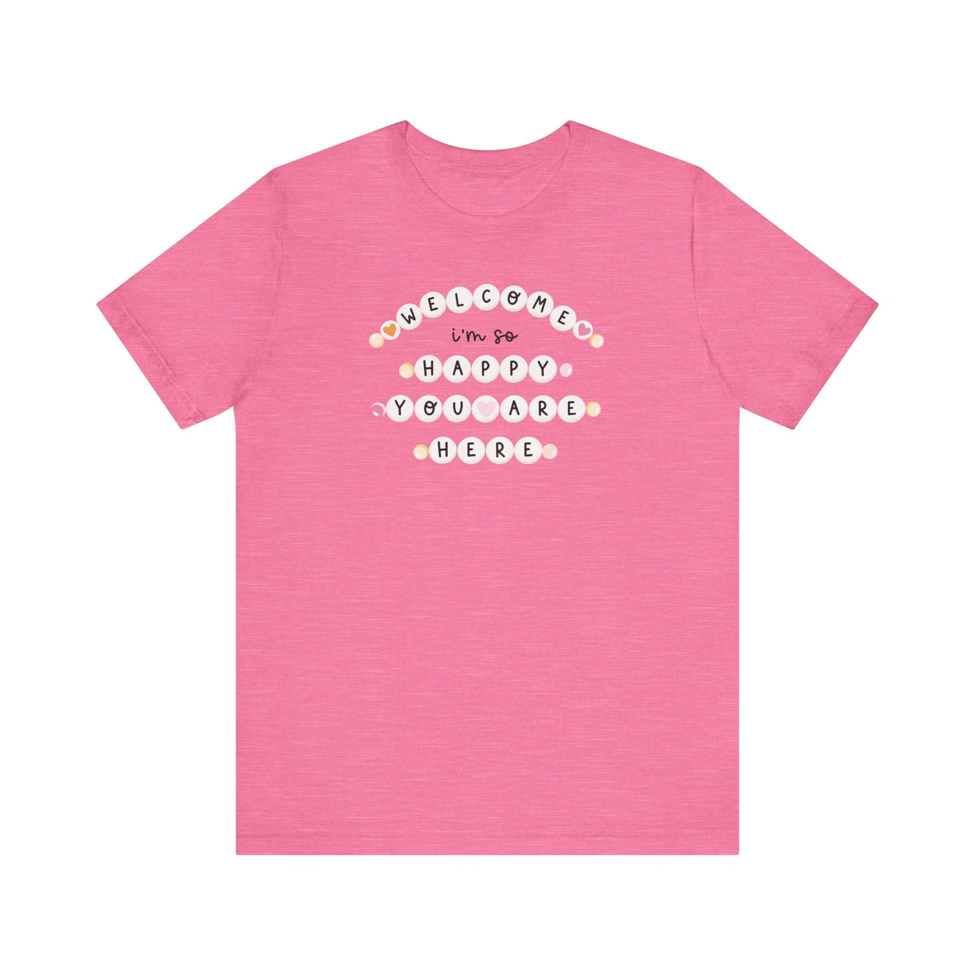"Welcome I'm So Happy You Are Here" Friendship Bracelets Teacher T-shirt - Teacher Care Crate-T-Shirt