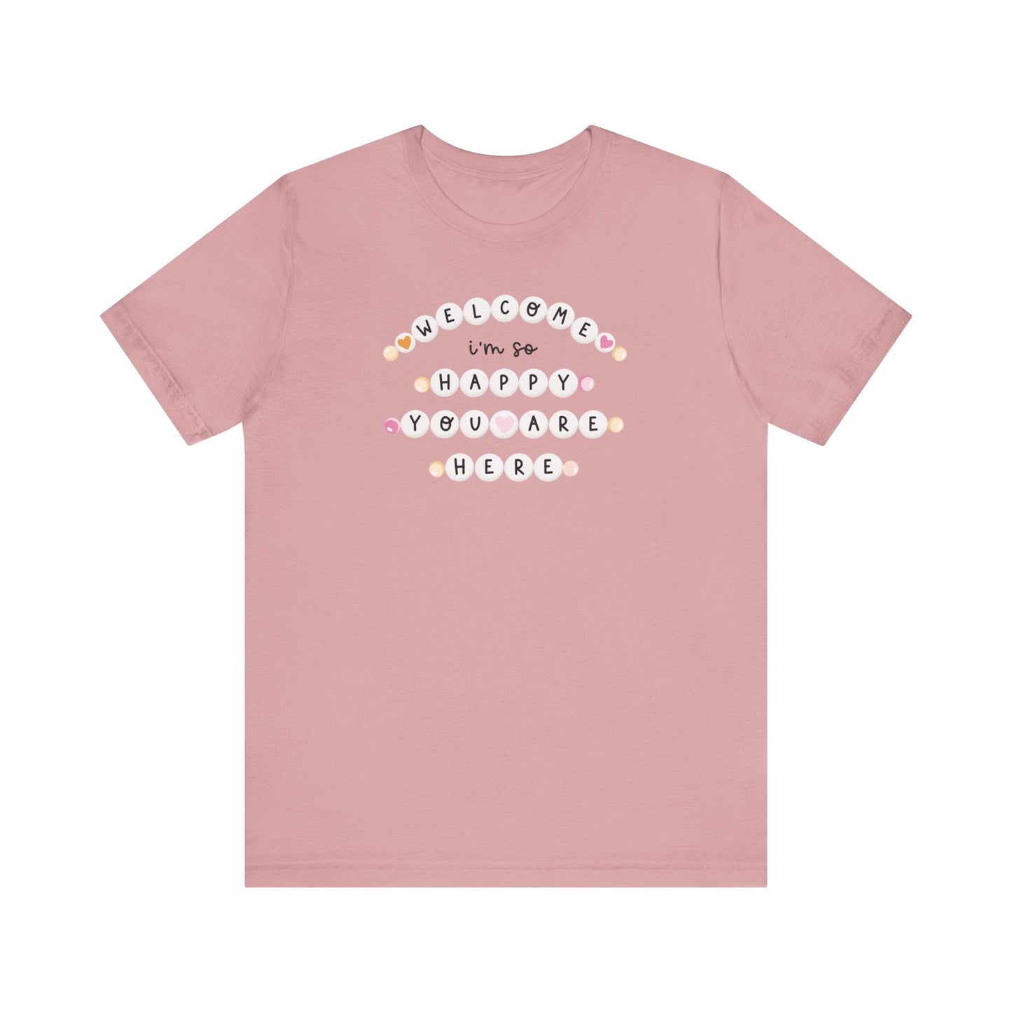 "Welcome I'm So Happy You Are Here" Friendship Bracelets Teacher T-shirt - Teacher Care Crate-T-Shirt