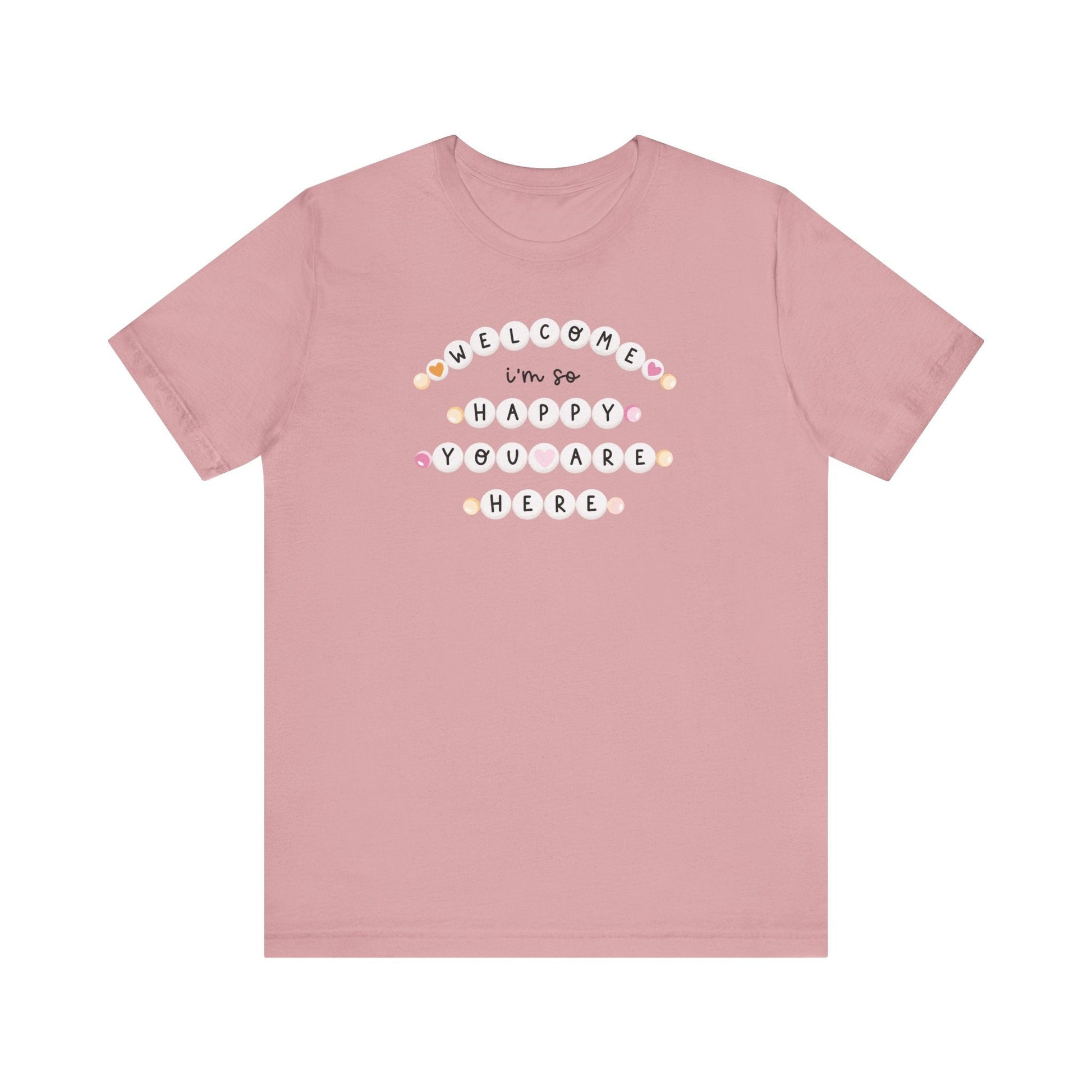 "Welcome I'm So Happy You Are Here" Friendship Bracelets Teacher T-shirt - Teacher Care Crate-T-Shirt