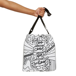 "Too Cool For School" Black & White Adjustable Tote Bag