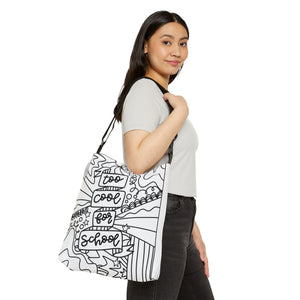 "Too Cool For School" Black & White Adjustable Tote Bag